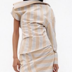 Zara Asymetrical shirt xxl tan stripe